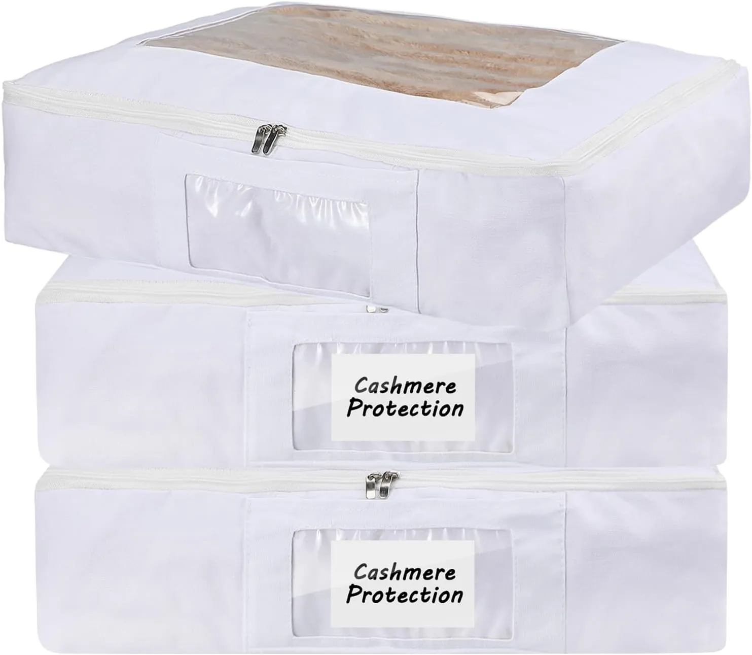 Honeydak 3 Set Cashmere Sweater Storage Bags Wool Sweater Garment Bags Protection Pouch Breathable Washable for Scarves and More 14.6 x 12.6 x 3.2 Inch