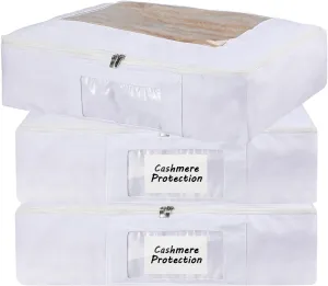 Honeydak 3 Set Cashmere Sweater Storage Bags Wool Sweater Garment Bags Protection Pouch Breathable Washable for Scarves and More 14.6 x 12.6 x 3.2 Inch