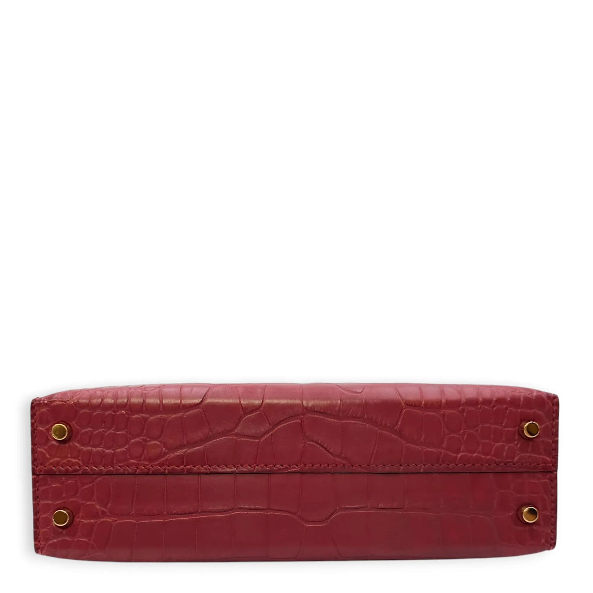 HSS Sellier Kelly 20 Rouge H/Black in Matte Alligator, Permabrass hardware