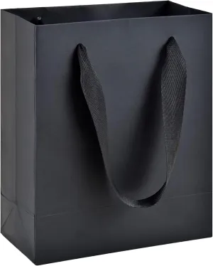 HUAPRINT Black Gift and Shopping Bags - Matte Black Small Paper Bags with Handles, 30 Pack, 6x3x7.5 inches - Ideal for Craft, Retail, Party Favors, Merchandise and Holiday or Wedding Occasions