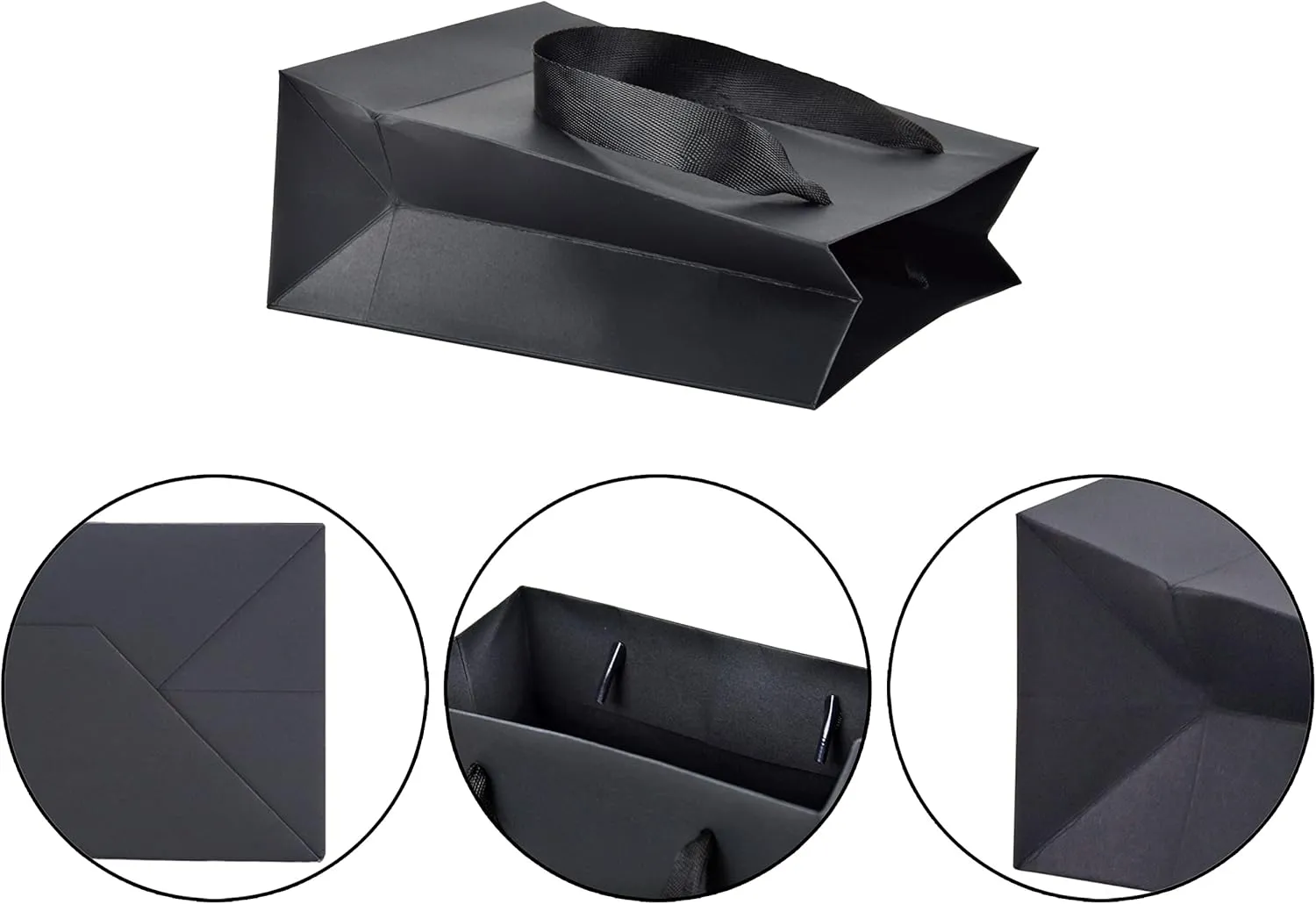 HUAPRINT Black Gift and Shopping Bags - Matte Black Small Paper Bags with Handles, 30 Pack, 6x3x7.5 inches - Ideal for Craft, Retail, Party Favors, Merchandise and Holiday or Wedding Occasions