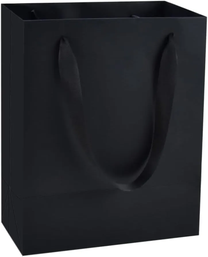 HUAPRINT Black Matte Gift Paper Bags with Handles, 30 Pack, 8x5x10 inch, Retail & Wedding Bags