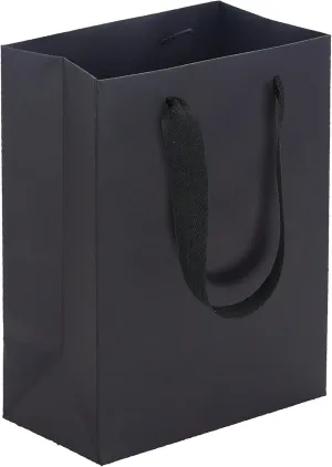 HUAPRINT Black Paper Bags - Gift & Shopping Bags with Ribbon Handles, 30 Packs, 5.25x3.25x8 Inch, Perfect for Retail, Parties, Weddings & Business