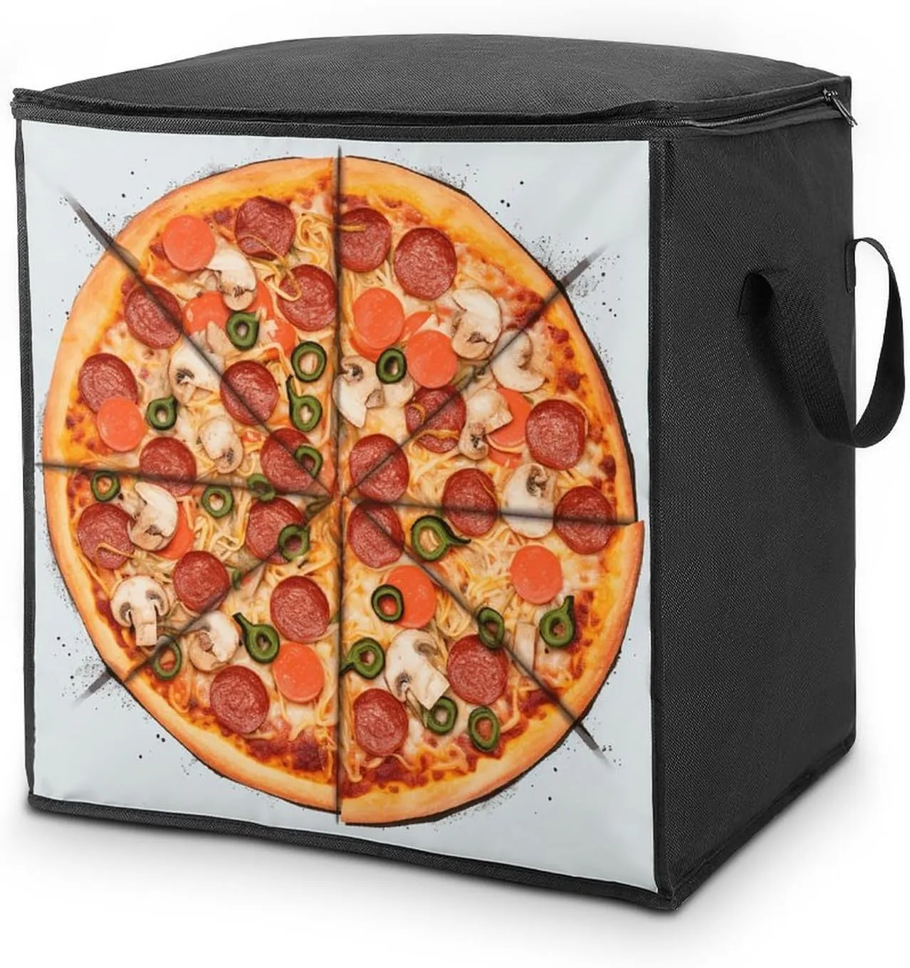 I Love PizzaStorage Bag Large Blanket Storage Bag Bedding Storage Container Quilt Storage Bag With Zipper for Easy Storage Of Clothes Pillows And Toys