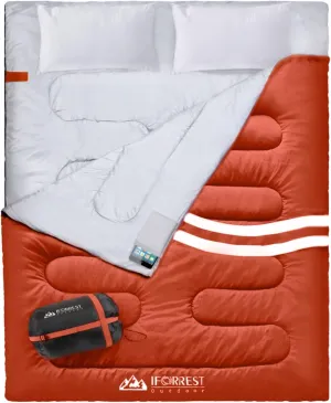 IFORREST Double Sleeping Bag for Adults - 2 Person Cold Weather(3-4 Seasons) Camping Bed, Extra-Wide & Warm - Queen Size XL