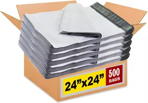 iMBAPrice (500-Pack) Poly Mailers 24x24 Inch XL Size #8 White Color Poly Mailing Shipping Envelopes Bags, Self Seal Adhesive Waterproof and Tear Proof (Total 500 Bags)