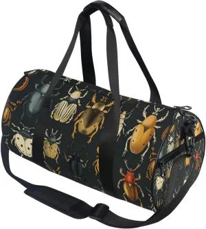 Insect Beetles Ladybug Black Gym Duffle Bag Women Men Sports Fitness Bag for Travel Workout Gymnastics Dance Ballet
