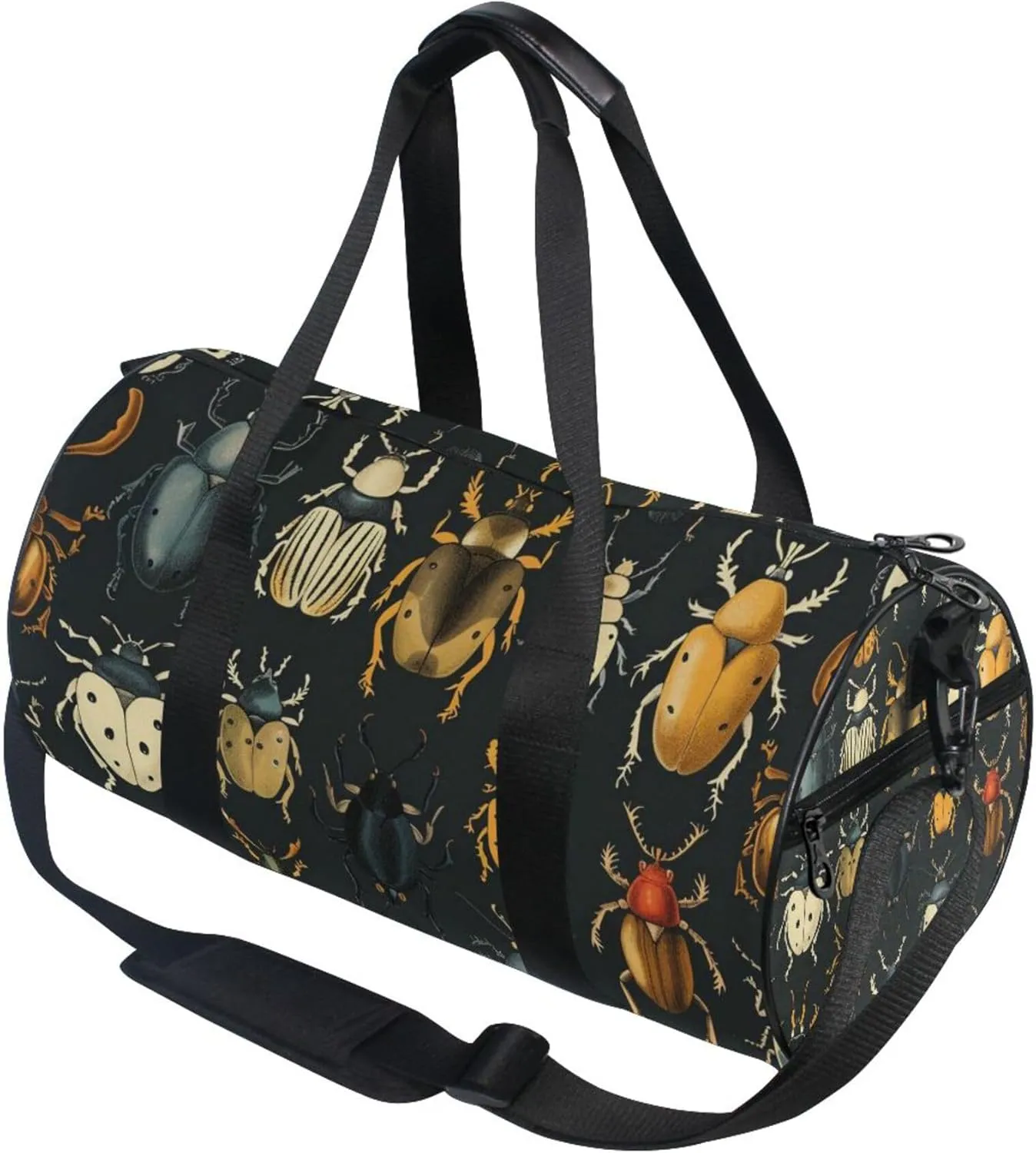 Insect Beetles Ladybug Black Gym Duffle Bag Women Men Sports Fitness Bag for Travel Workout Gymnastics Dance Ballet