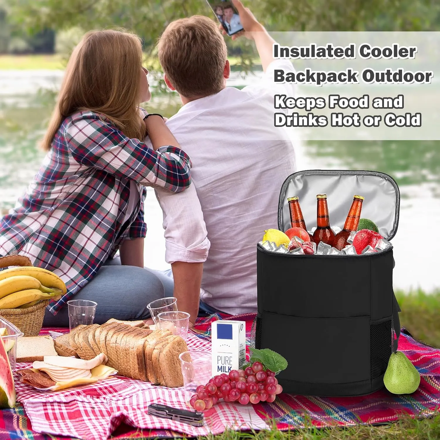 Insulated Cooler Backpack 30 Cans - Leak Proof Beer Backpack Lightweight Cooler Bag for Travel, Camping, Beach, Lunch