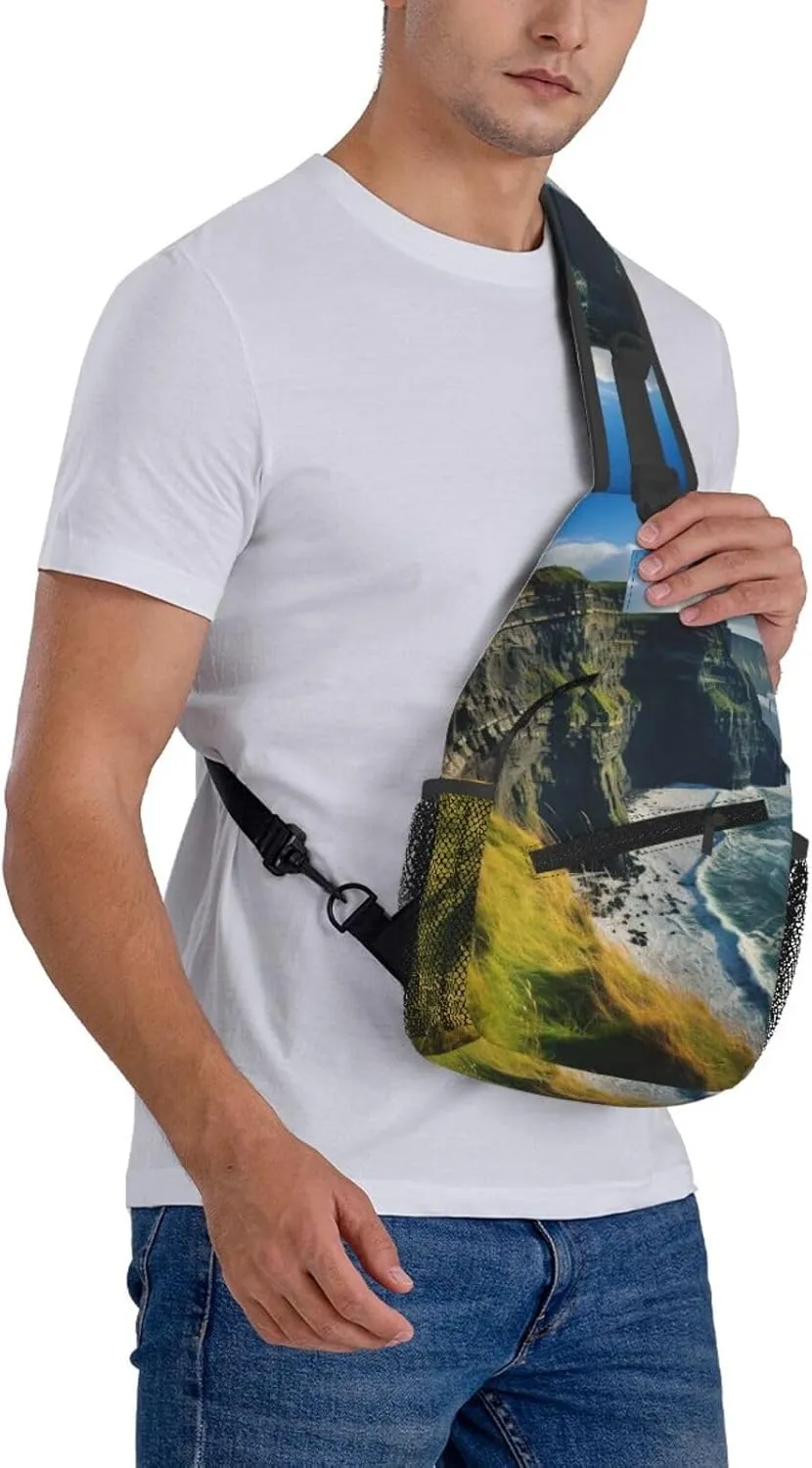 Ireland Outdoors County Clare The Cliffs Sling Backpack,Men Cross Chest Bag Diagonally,Shoulder Bag For Outdoor Bag