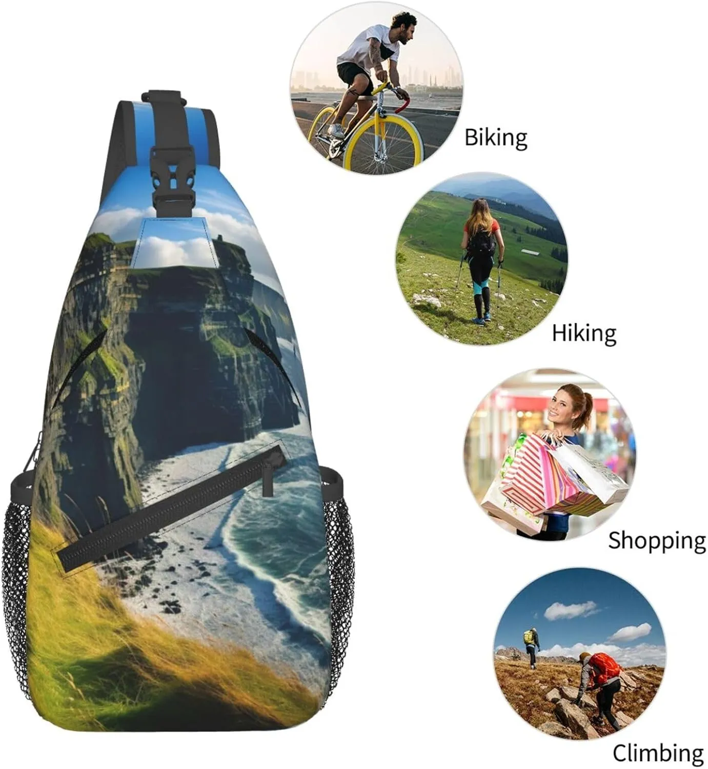 Ireland Outdoors County Clare The Cliffs Sling Backpack,Men Cross Chest Bag Diagonally,Shoulder Bag For Outdoor Bag