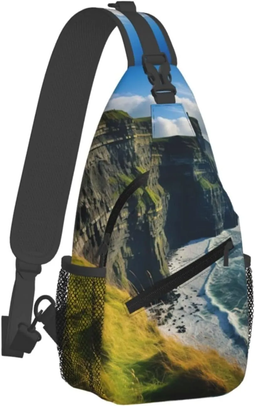 Ireland Outdoors County Clare The Cliffs Sling Backpack,Men Cross Chest Bag Diagonally,Shoulder Bag For Outdoor Bag