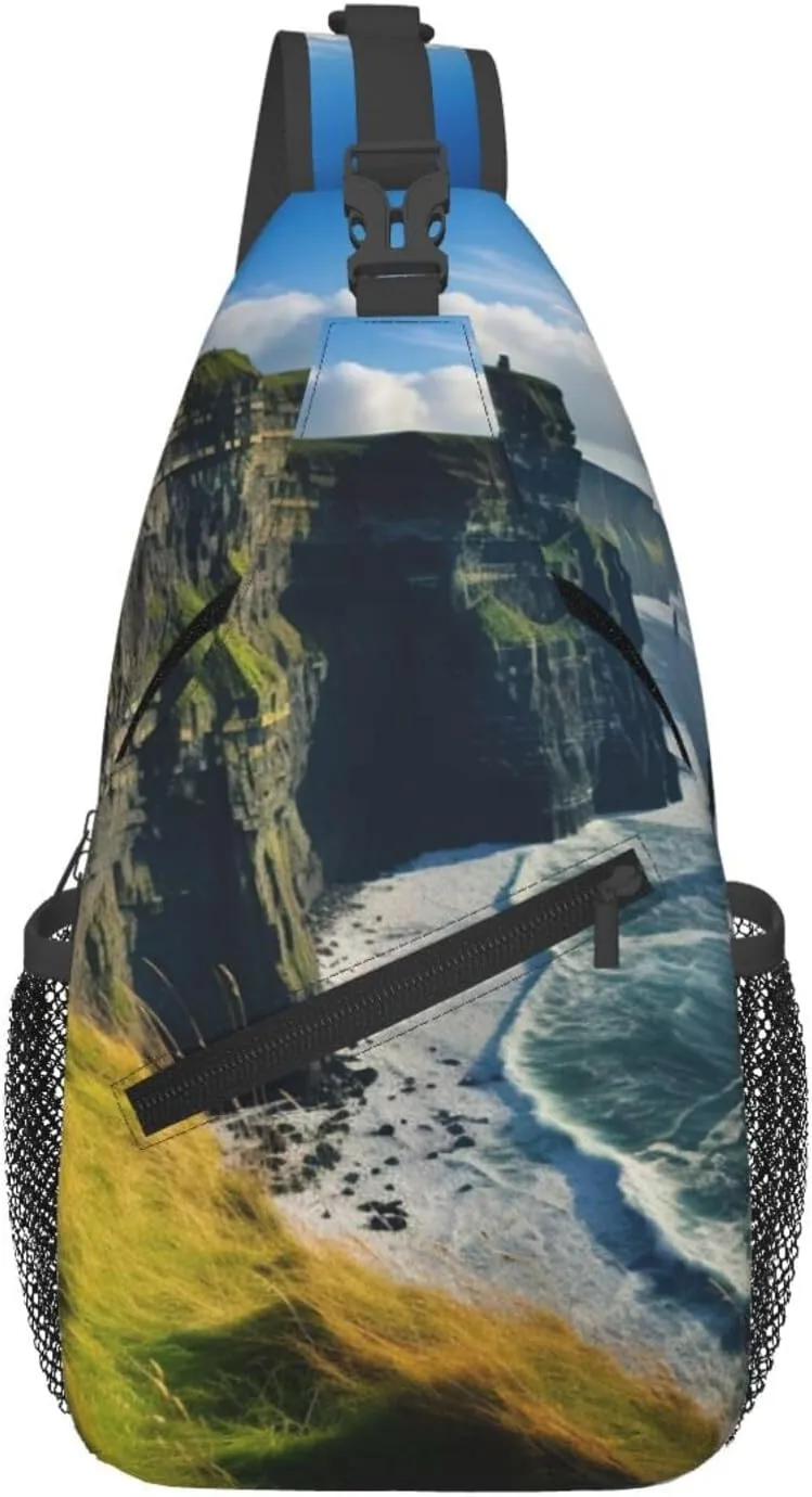 Ireland Outdoors County Clare The Cliffs Sling Backpack,Men Cross Chest Bag Diagonally,Shoulder Bag For Outdoor Bag