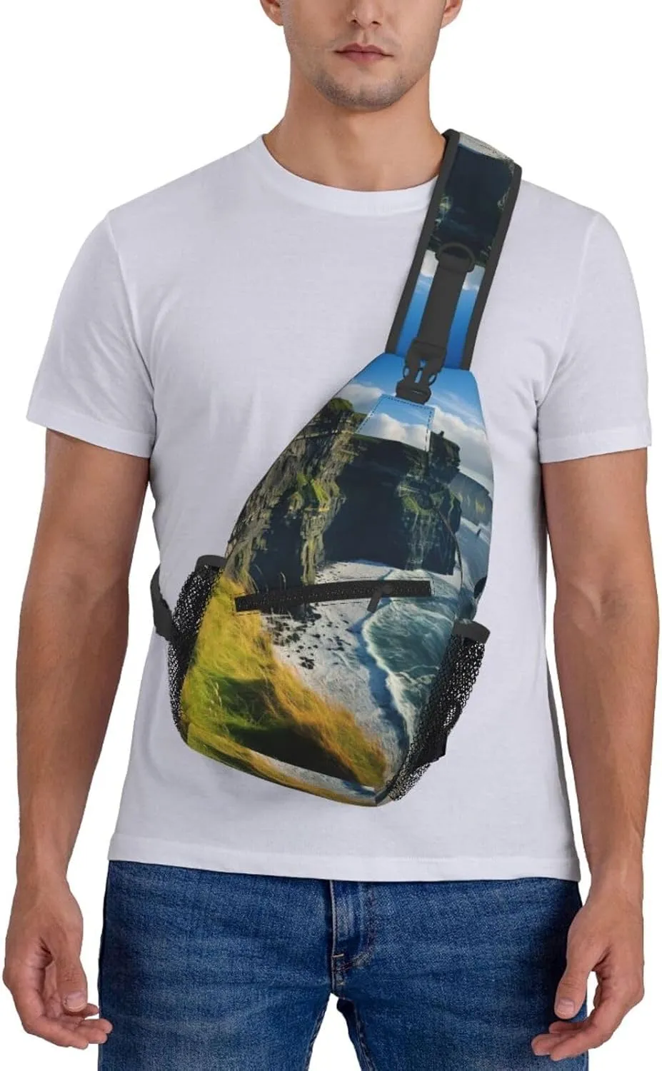 Ireland Outdoors County Clare The Cliffs Sling Backpack,Men Cross Chest Bag Diagonally,Shoulder Bag For Outdoor Bag