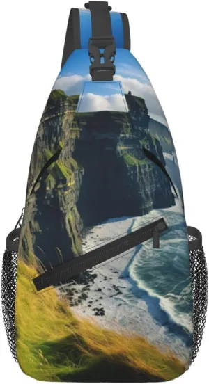 Ireland Outdoors County Clare The Cliffs Sling Backpack,Men Cross Chest Bag Diagonally,Shoulder Bag For Outdoor Bag