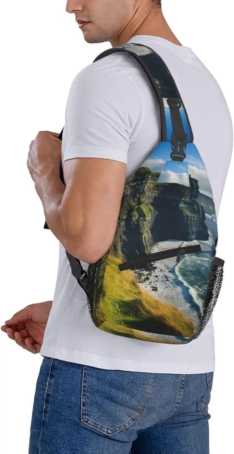 Ireland Outdoors County Clare The Cliffs Sling Backpack,Men Cross Chest Bag Diagonally,Shoulder Bag For Outdoor Bag