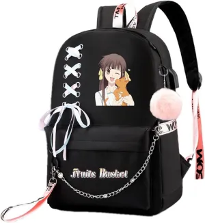 ISaikoy Anime Fruit Basket Backpack Kyo Soma Tohru Yuki Bookbag Daypack School Bag with USB Charging Port 10