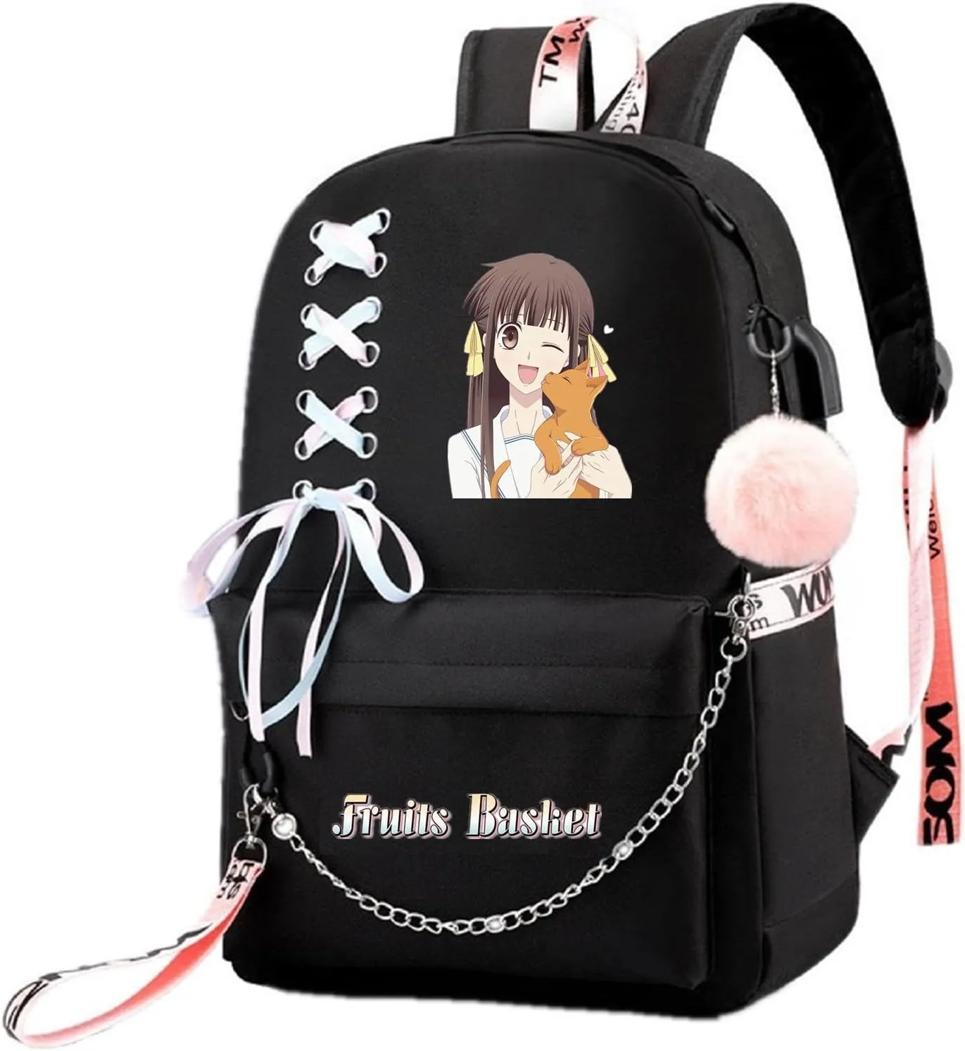 ISaikoy Anime Fruit Basket Backpack Kyo Soma Tohru Yuki Bookbag Daypack School Bag with USB Charging Port 10
