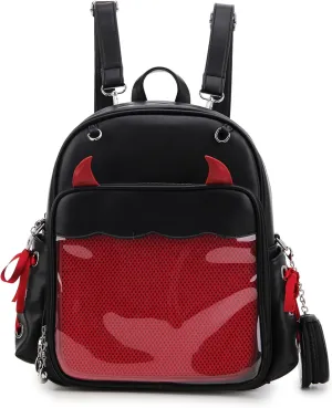 Ita Backpack Pin Display Multi-Purpose Women Backpack with Insert Gothic Design Cosplay Halloween Enamel Pins Shoulder Bag Punk Black Handbag