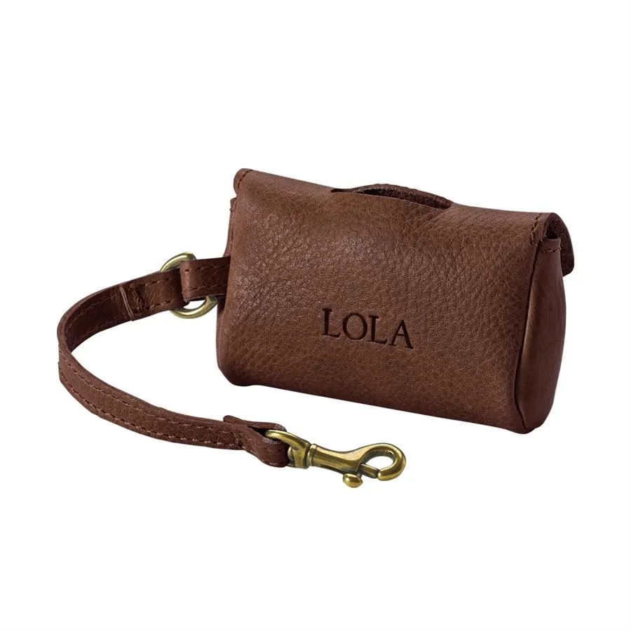 Italian Leather Dog Waste Bag Holder - Personalized
