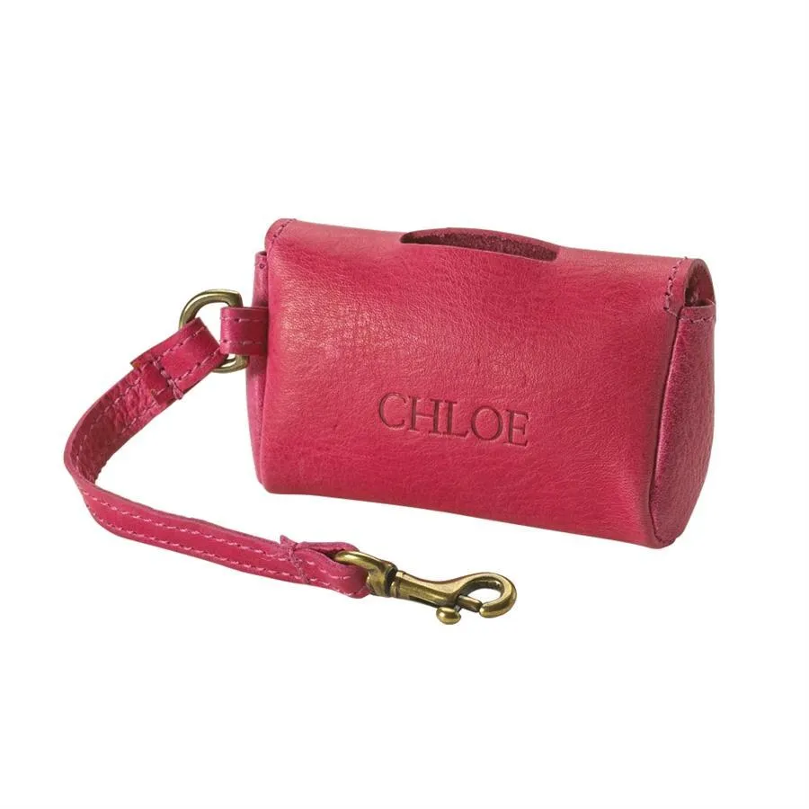 Italian Leather Dog Waste Bag Holder - Personalized