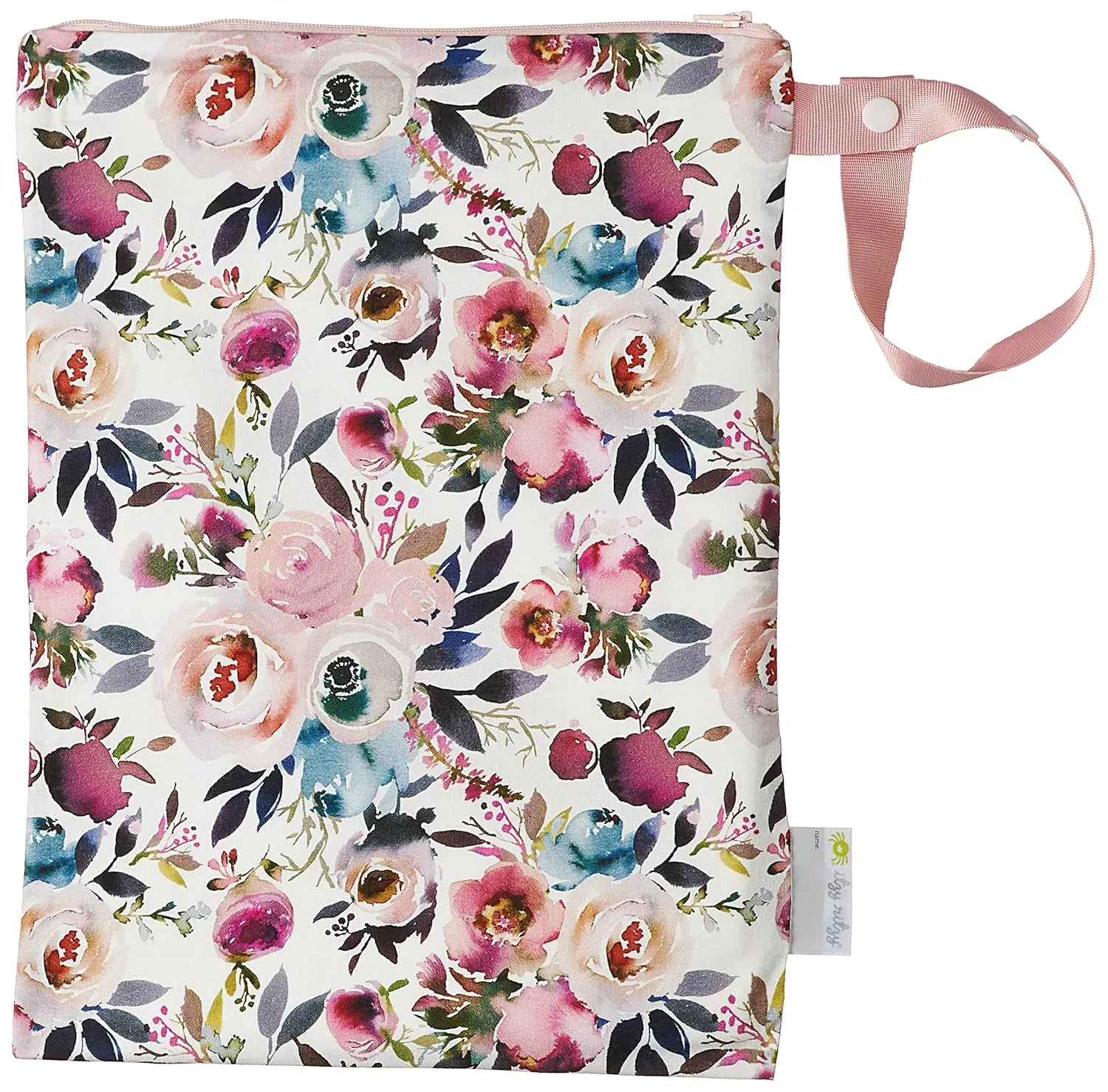 Itzy Ritzy Sealed Wet Bag with Handle – Wet Bag for Travel, Swimsuits, Cloth Diapers, Gym Clothes & Toiletries - Washable & Reusable with Water Resistant Lining - Measures 11” x 14” (Blush Floral)