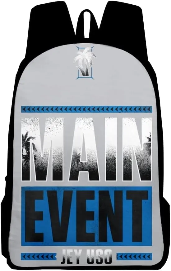 Jey Uso Main Event Backpack Casual Daypack Women Men Rucksack Unisex Packsack Travel Bag Fashion Bags (Gray,One Size)