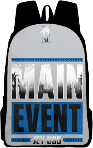 Jey Uso Main Event Backpack Casual Daypack Women Men Rucksack Unisex Packsack Travel Bag Fashion Bags (Gray,One Size)