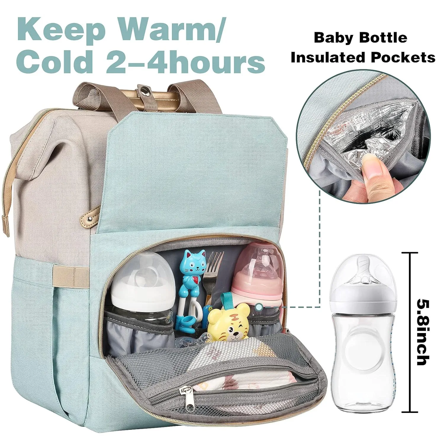 Jiefeike Girls Diaper Backpack,Travel Backpack Diaper Bag for Dad Mom Baby Boys,Insulated Pockets Portable Baby Nappy Bags with USB Charging Port,RFID Anti-Theft Water-Resistant Pocket Stroller Straps
