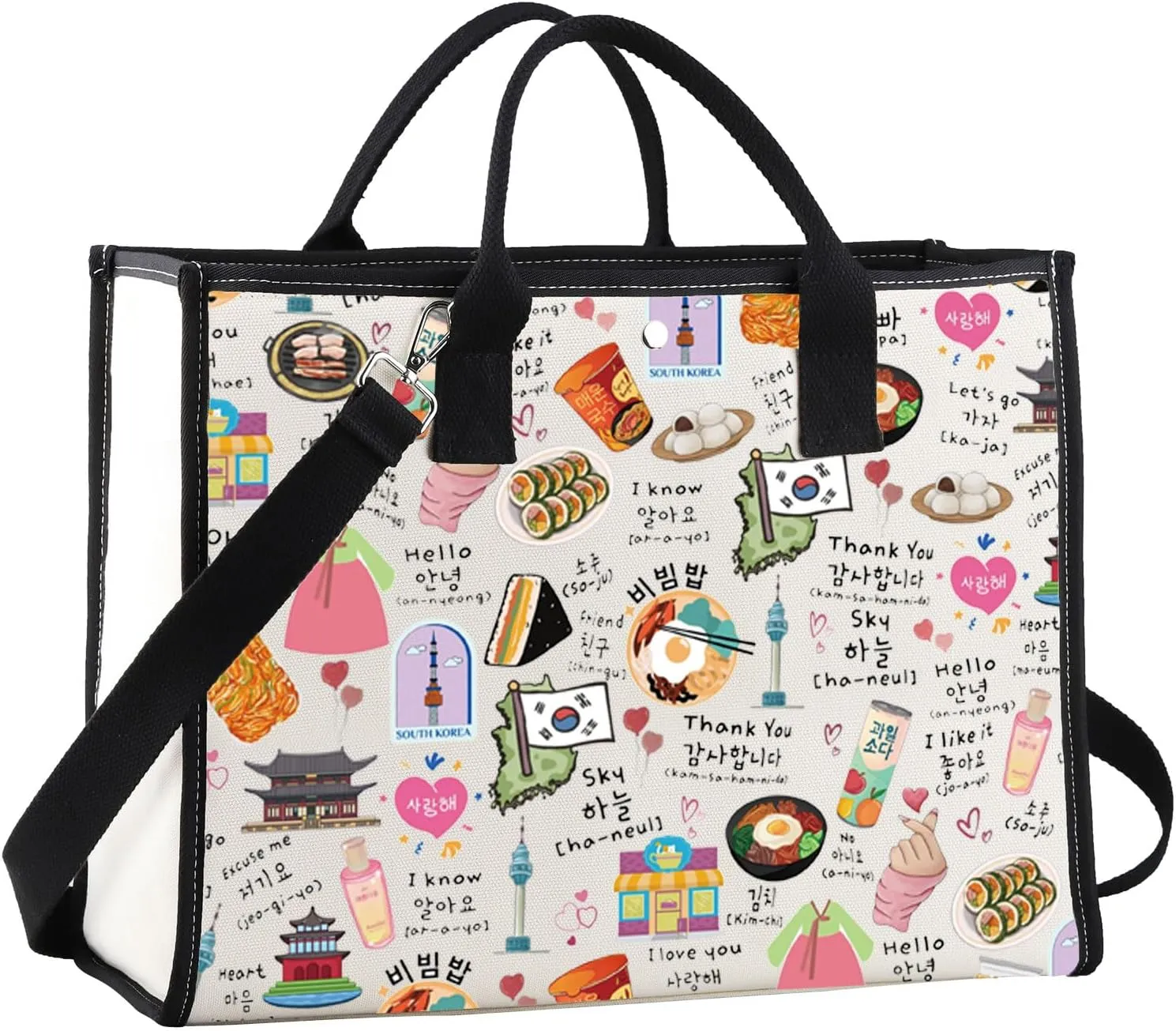 JNIAP Korean Tote Bag - South Korea Travel & K Drama K Pop Lover Gifts - Seoul Shoulder Bag