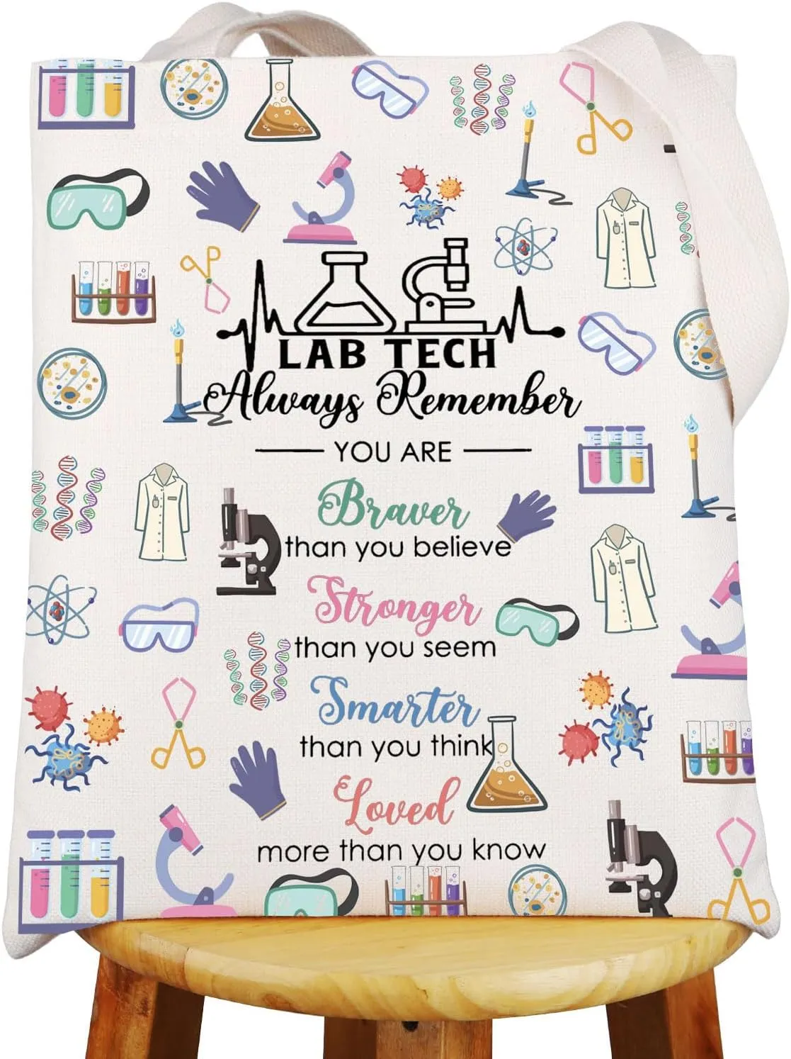 JNIAP Lab Tech Tote Bag Medical Laboratory Technologist Gifts Lab Week Gifts Lab Technician Grocery Bags