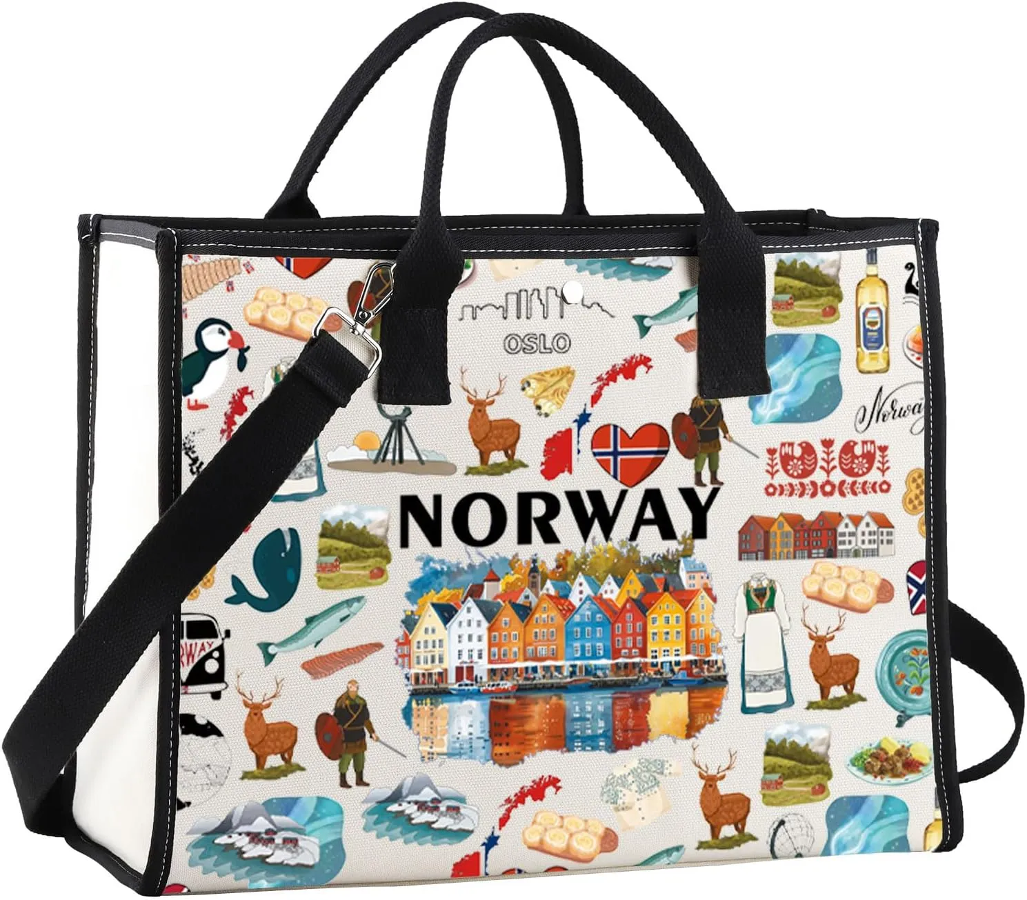 JNIAP Norway Tote Bag - Trip Gift, Vacation Gifts, Shoulder Bag, Norwegian Gift, Travel Bag
