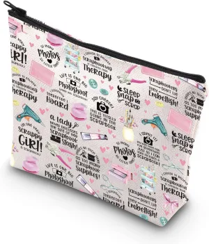 JNIAP Scrapbook Lovers Makeup Bag Scrapbook Maker Gift Scrapbooker Crafter Gifts Scrapbook Fans Zipper Pouch (Scrapbooking mb)