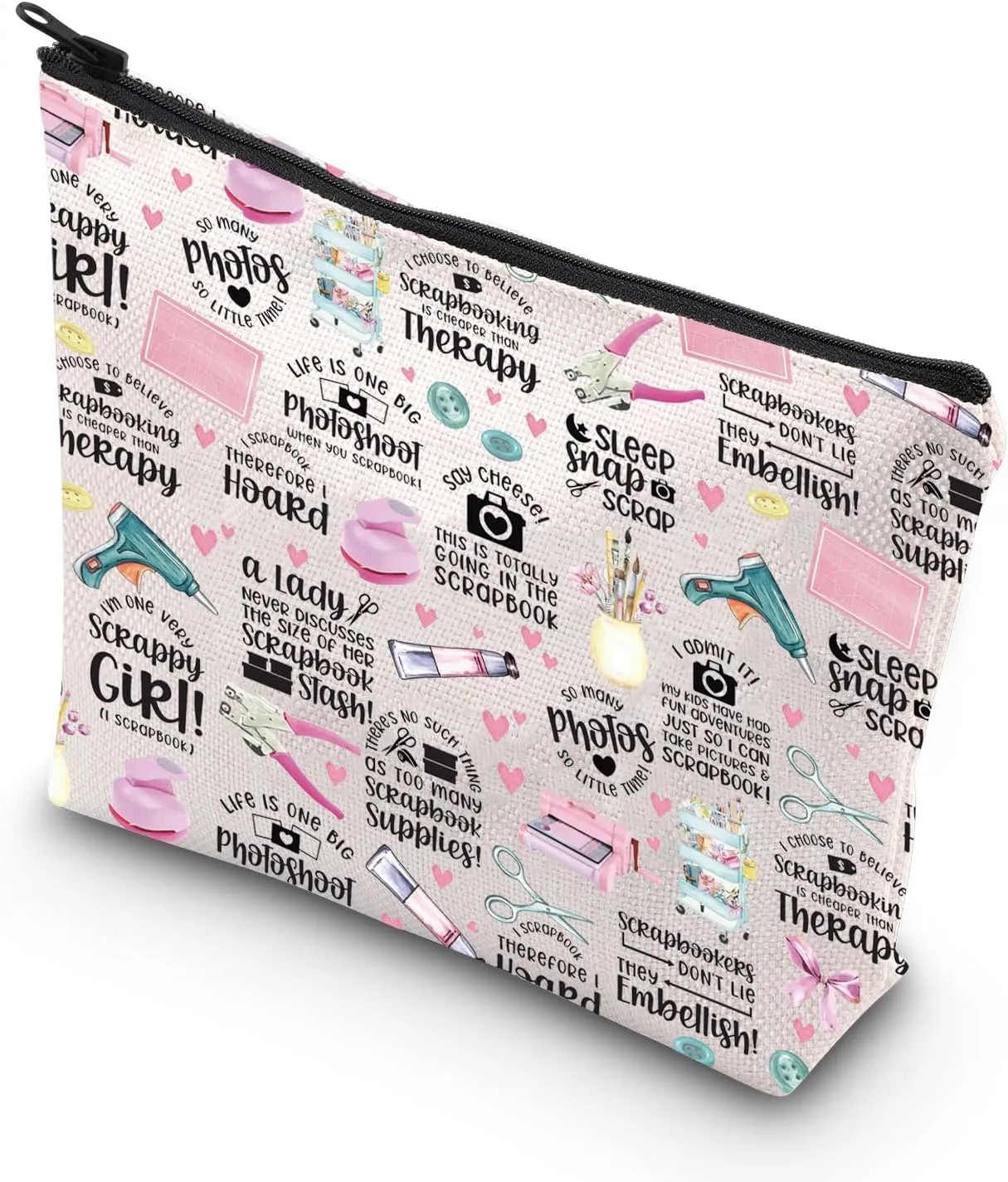 JNIAP Scrapbook Lovers Makeup Bag Scrapbook Maker Gift Scrapbooker Crafter Gifts Scrapbook Fans Zipper Pouch (Scrapbooking mb)