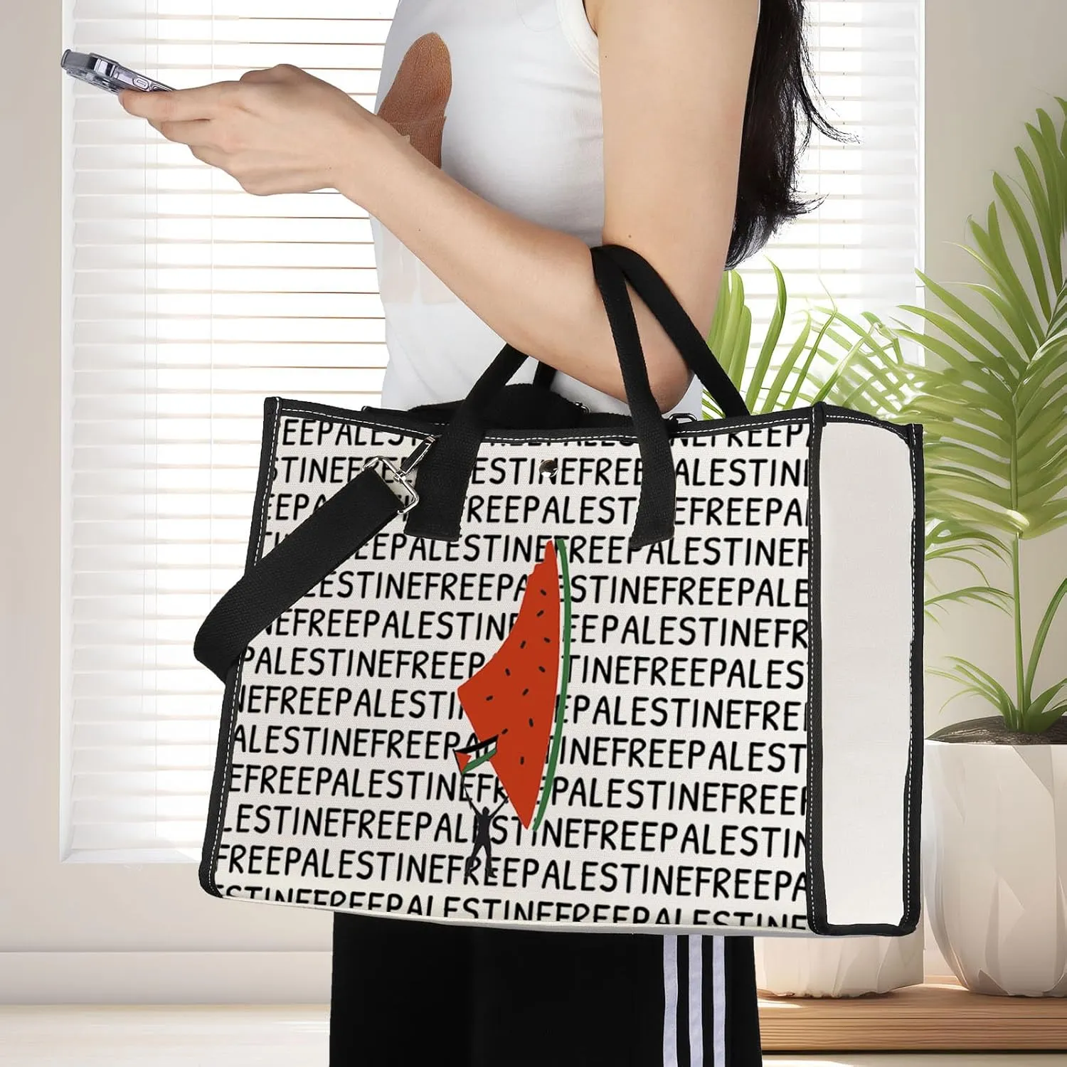 JNIAP Watermelon Map Tote Bag - Free Palestine Shoulder Bag Gift