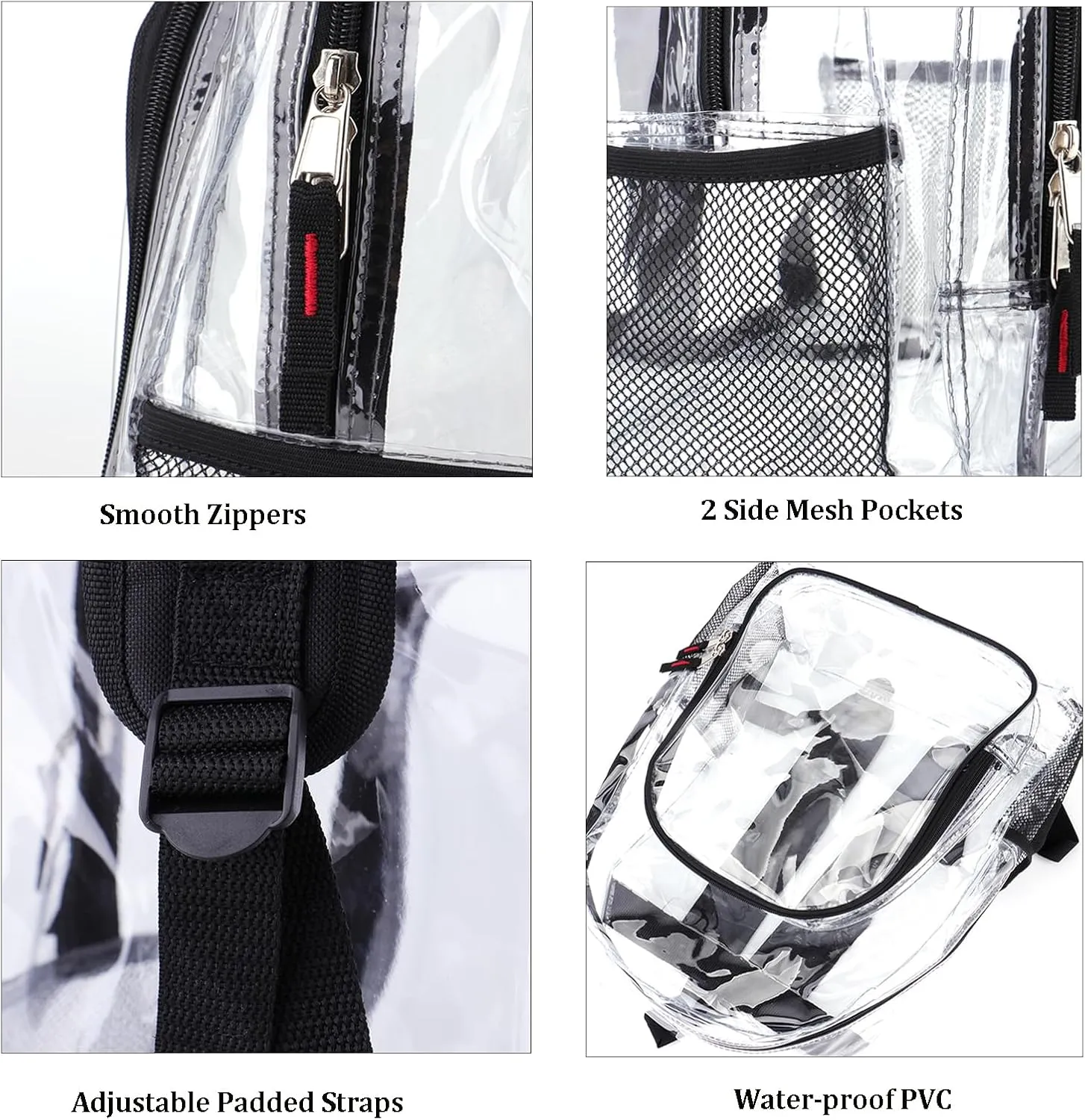 JOMPARO Clear Backpack Heavy Duty Clear Bookbag for School Transparent See Through Book Bags for Boys Girls Adults