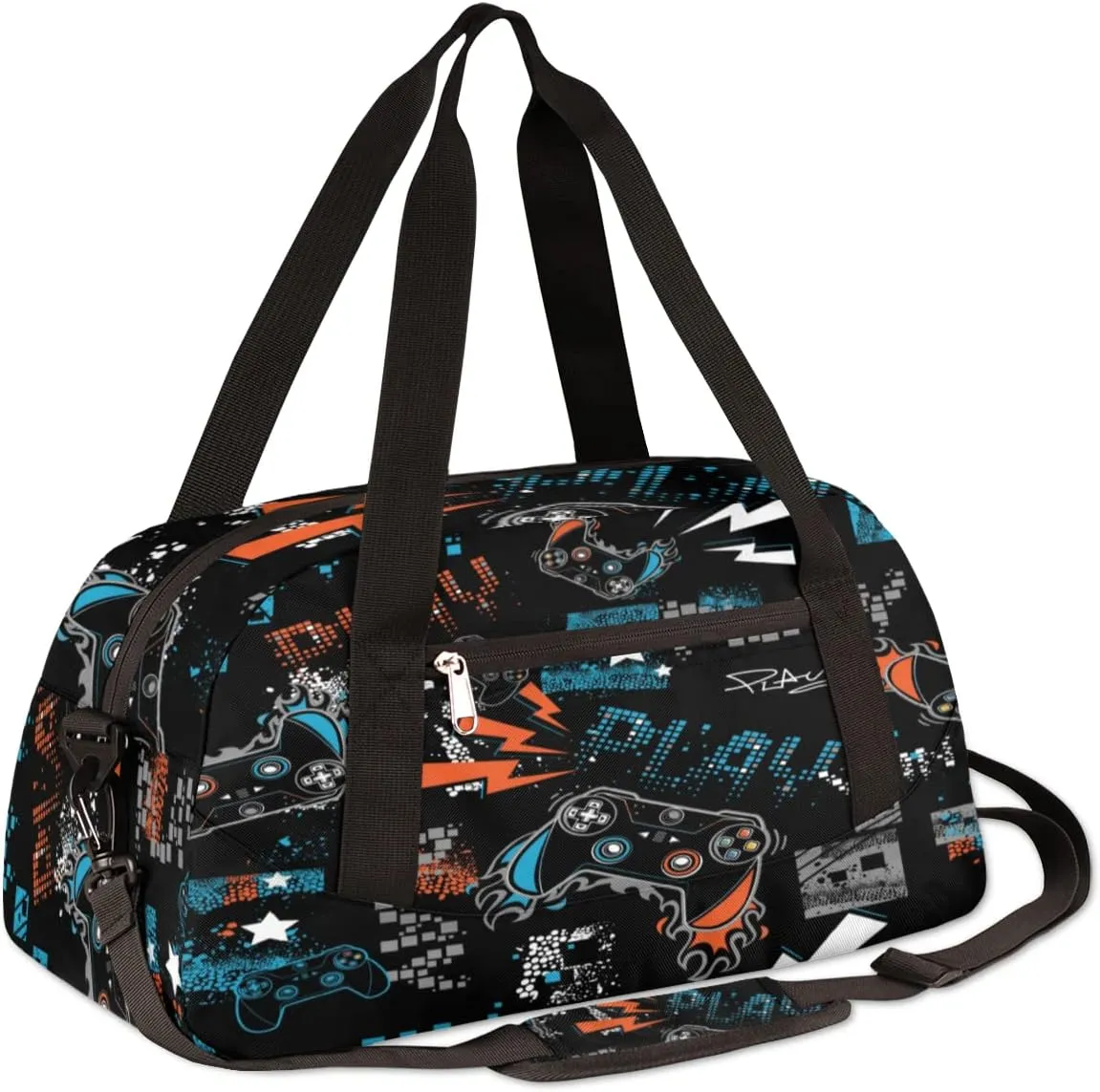 Joystick Game Kids Overnight Duffle Bags Boys Girls Teen Sports Gym Bag for Weekender Travel Gymnastics Dance Ballet