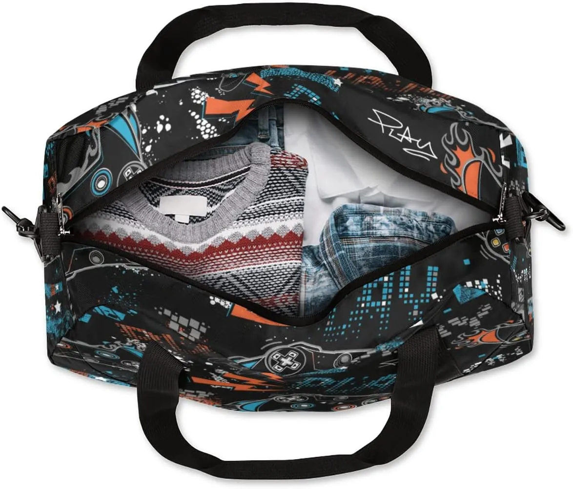 Joystick Game Kids Overnight Duffle Bags Boys Girls Teen Sports Gym Bag for Weekender Travel Gymnastics Dance Ballet