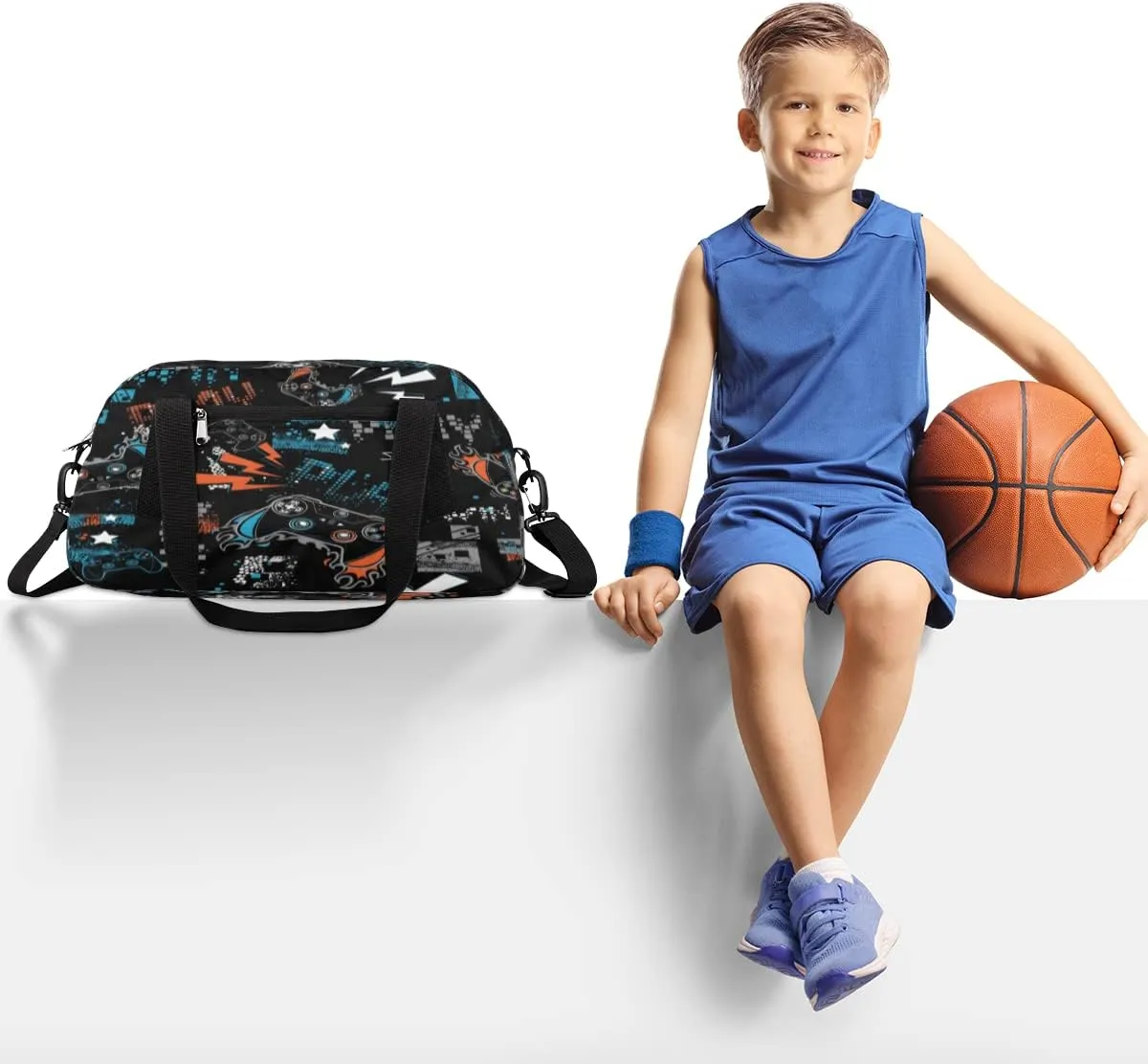 Joystick Game Kids Overnight Duffle Bags Boys Girls Teen Sports Gym Bag for Weekender Travel Gymnastics Dance Ballet