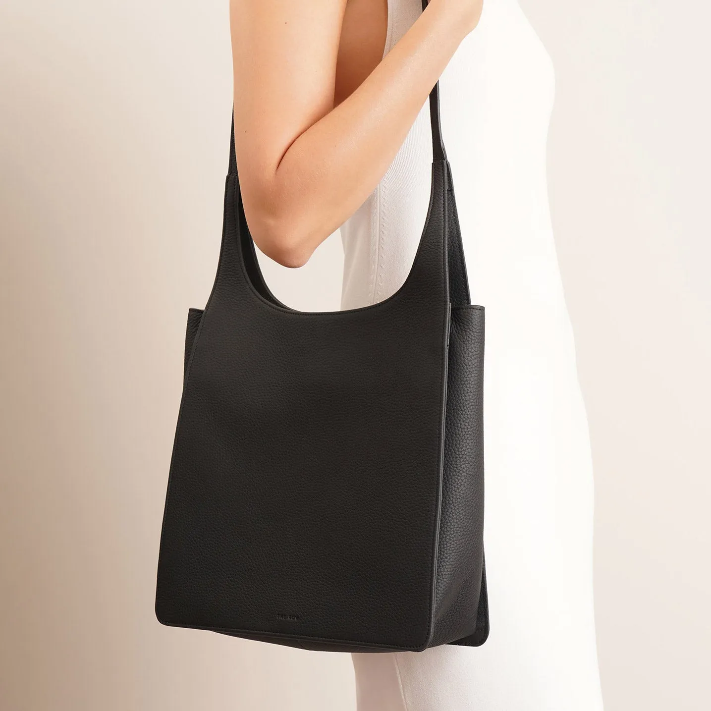 Jules black leather tote bag