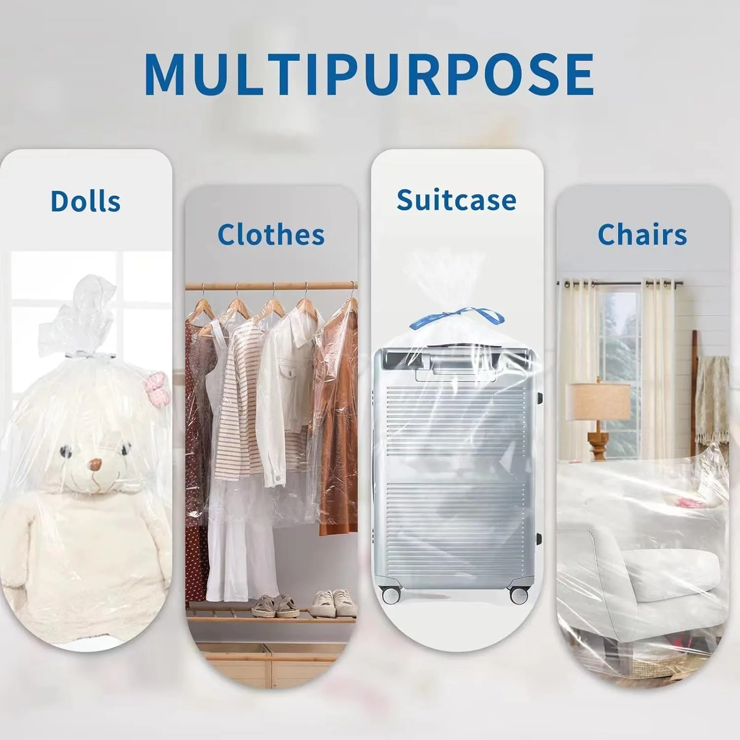 Jumbo Clear Storage Bags, Pack of 12, 40" x 60" XXL, Waterproof Luggage Bags for Comforter Blanket Suitcase, Large Heavy Duty Moving Bags, Dustproof Plastic Cover for Chairs Patio Cushion
