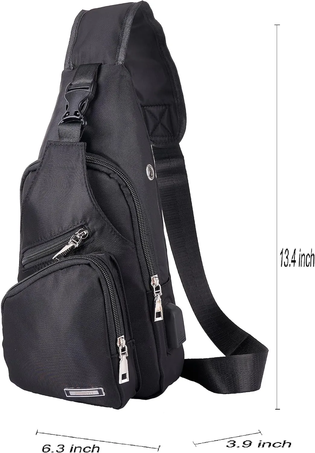 JUMO CYLY Mens Sling Bag, Leather Sling Bag with USB Charging Port Waterproof Casual Daypack Chest Crossbody Bag