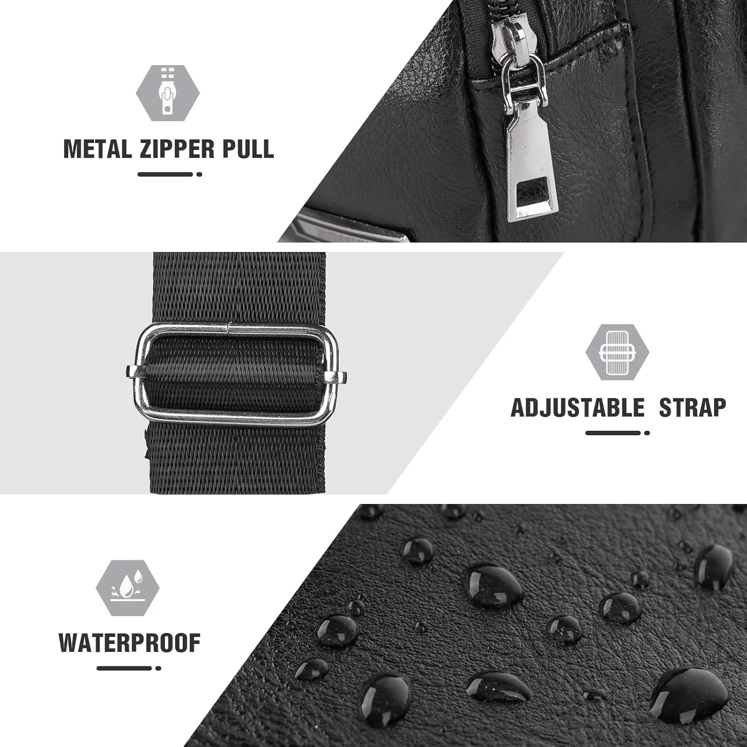 JUMO CYLY Mens Sling Bag, Leather Sling Bag with USB Charging Port Waterproof Casual Daypack Chest Crossbody Bag