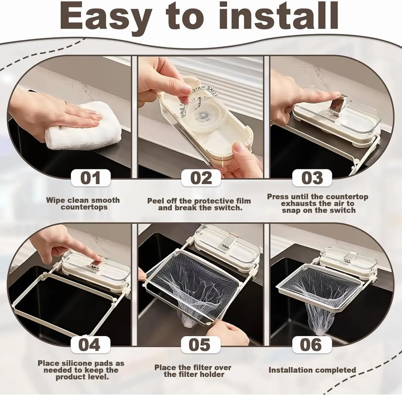 Kanggoulu Sink Strainer, Meshmate Waste Rack for Foldable Metal and Plastic with 100 Mesh Bags, Kangoulu Mesh Mate Kitchen Sink Food Catcher, Universal Fit for Sink Sizes(White,200pcs)