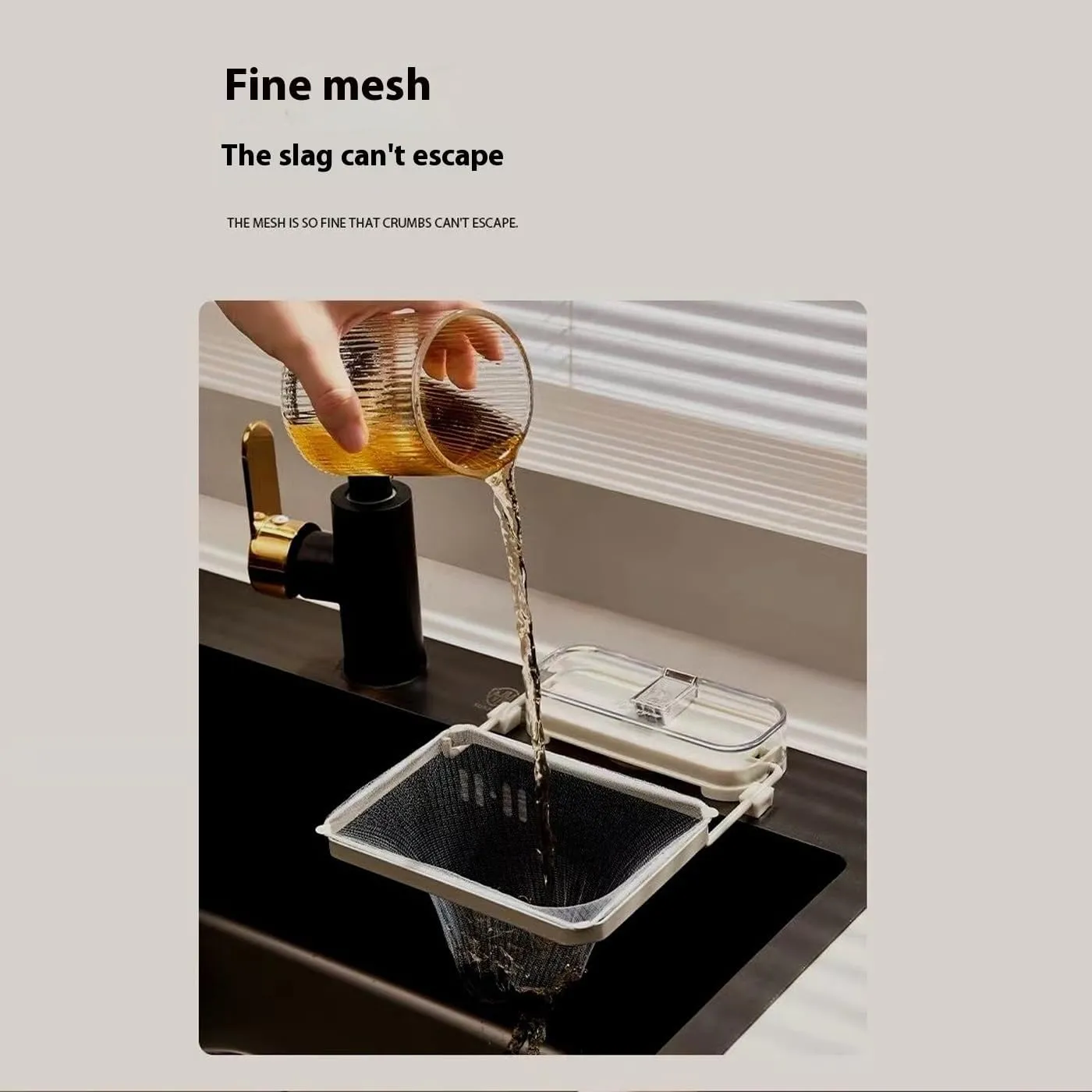 Kanggoulu Sink Strainer, Meshmate Waste Rack for Foldable Metal and Plastic with 100 Mesh Bags, Kangoulu Mesh Mate Kitchen Sink Food Catcher, Universal Fit for Sink Sizes(White,200pcs)