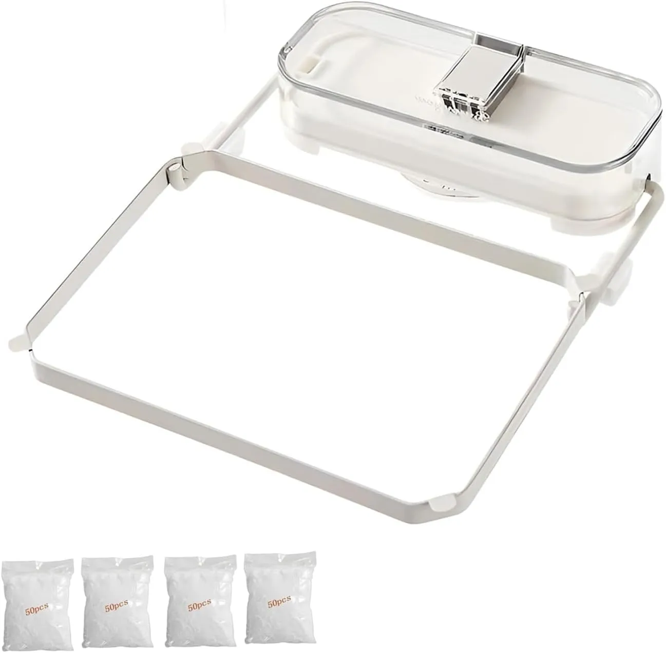Kanggoulu Sink Strainer, Meshmate Waste Rack for Foldable Metal and Plastic with 100 Mesh Bags, Kangoulu Mesh Mate Kitchen Sink Food Catcher, Universal Fit for Sink Sizes(White,200pcs)