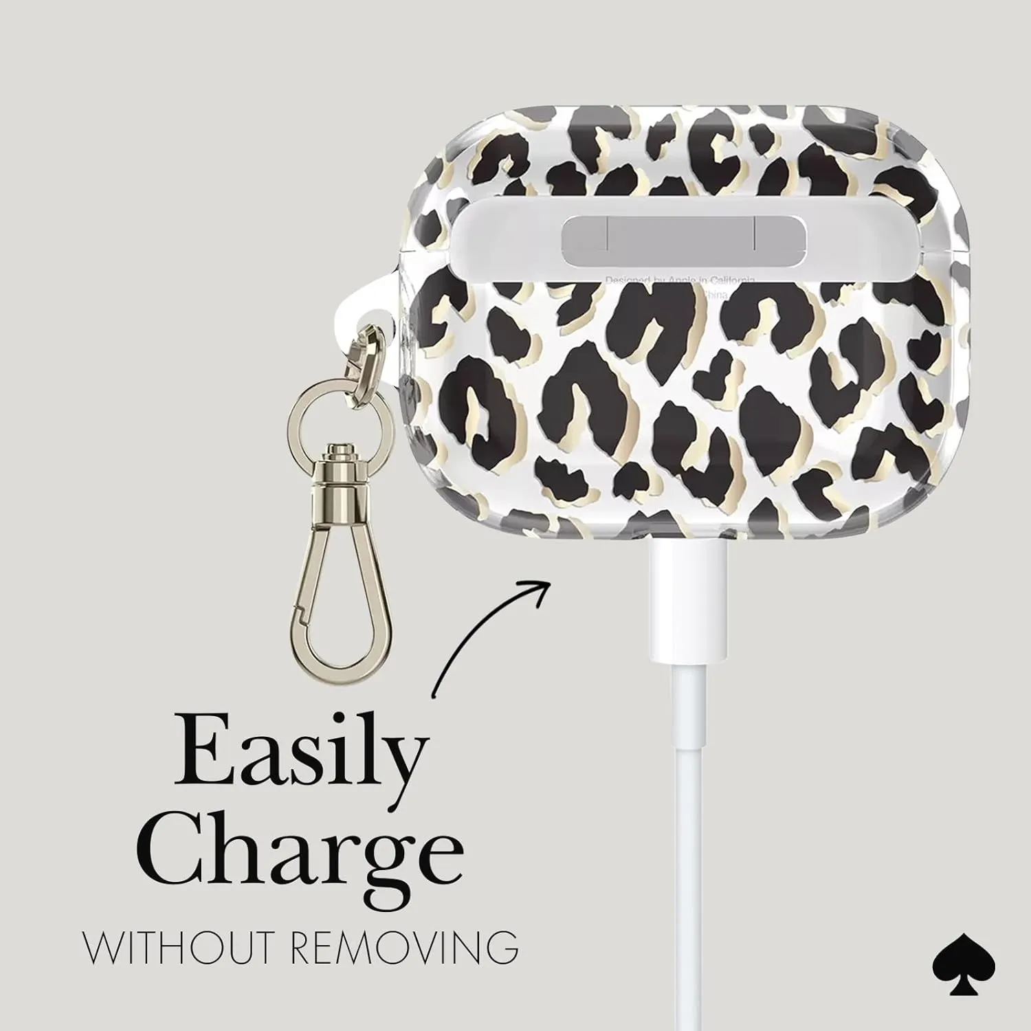 kate spade new york AirPods Pro Protective Case with Keychain Ring - City Leopard, Compatible with AirPods Pro 2nd / 1st Generation