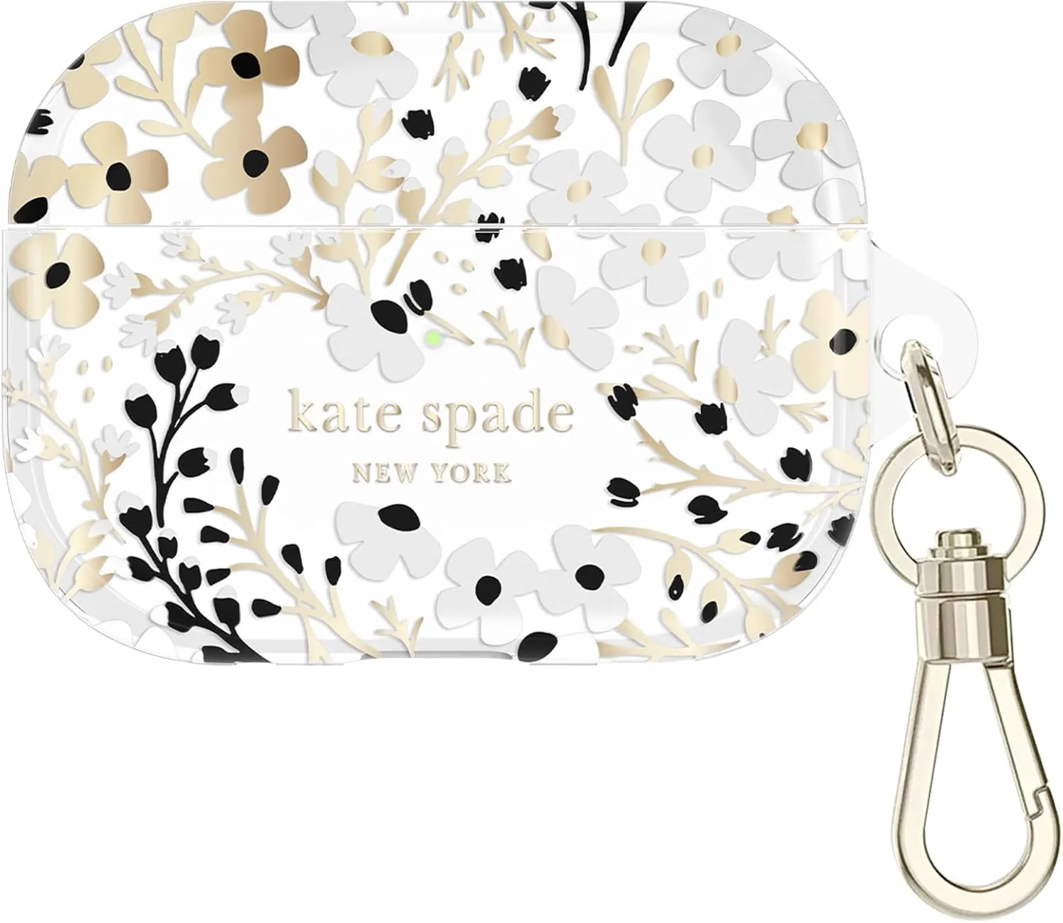 kate spade new york AirPods Pro Protective Case with Keychain Ring - Multi Floral Black and White, Compatible with AirPods Pro 2nd / 1st Generation