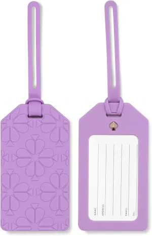 Kate Spade New York Purple Silicone Luggage Tag with Strap, Spade Flower (Purple)