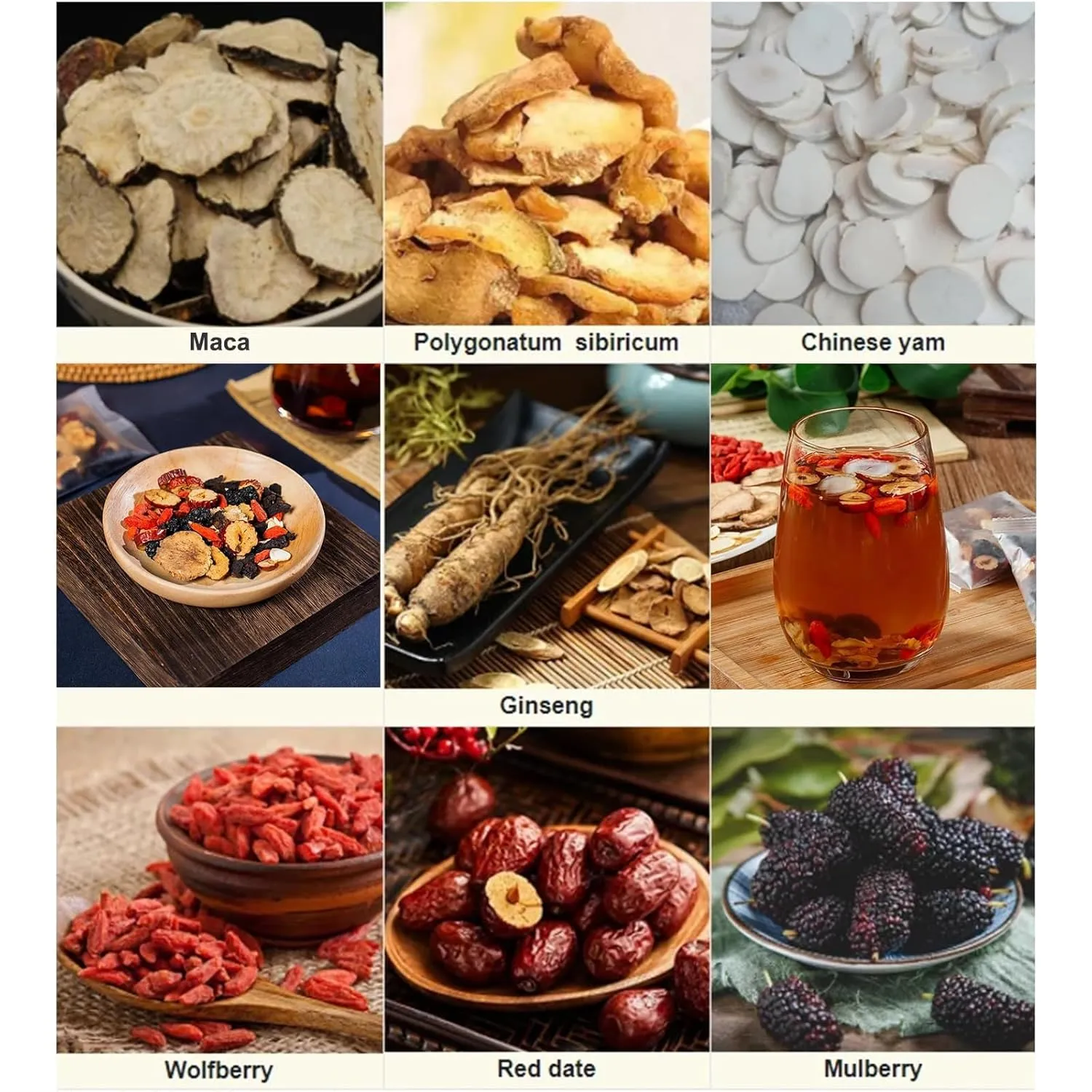 Kidney Tea Formula Ginseng Six Treasure Tea, Ginseng Six Treasures Teas, Te Renal Herbal, Red Date Wolfberry Mulberry Chinese Kidney Herbal Red Ginsengs Teas (20 Bags)